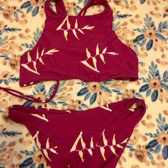Wine colored printed Swimsuit - Picture 1 of 4